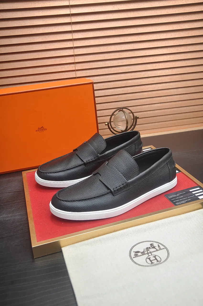 Men's Men's Shoes💰600💶【[Hermes HERMES】】(High-end Niuli) New 🍀 HERMES - top version of Hermès classic casual leather shoes! Made of imported original cowhide, the inner top layer is comfortable cowhide lining! Original wear-resistant rubber outsole! High quality products! Code number 39-45 (45 customized)